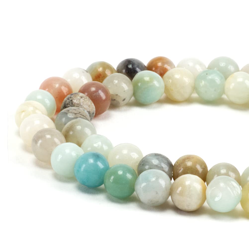 Cherry Tree Collection | 100PCS 6mm Amazonite Gemstone Round Beads for Jewelry Making | Includes Storage Box, Elastic String, and Needles