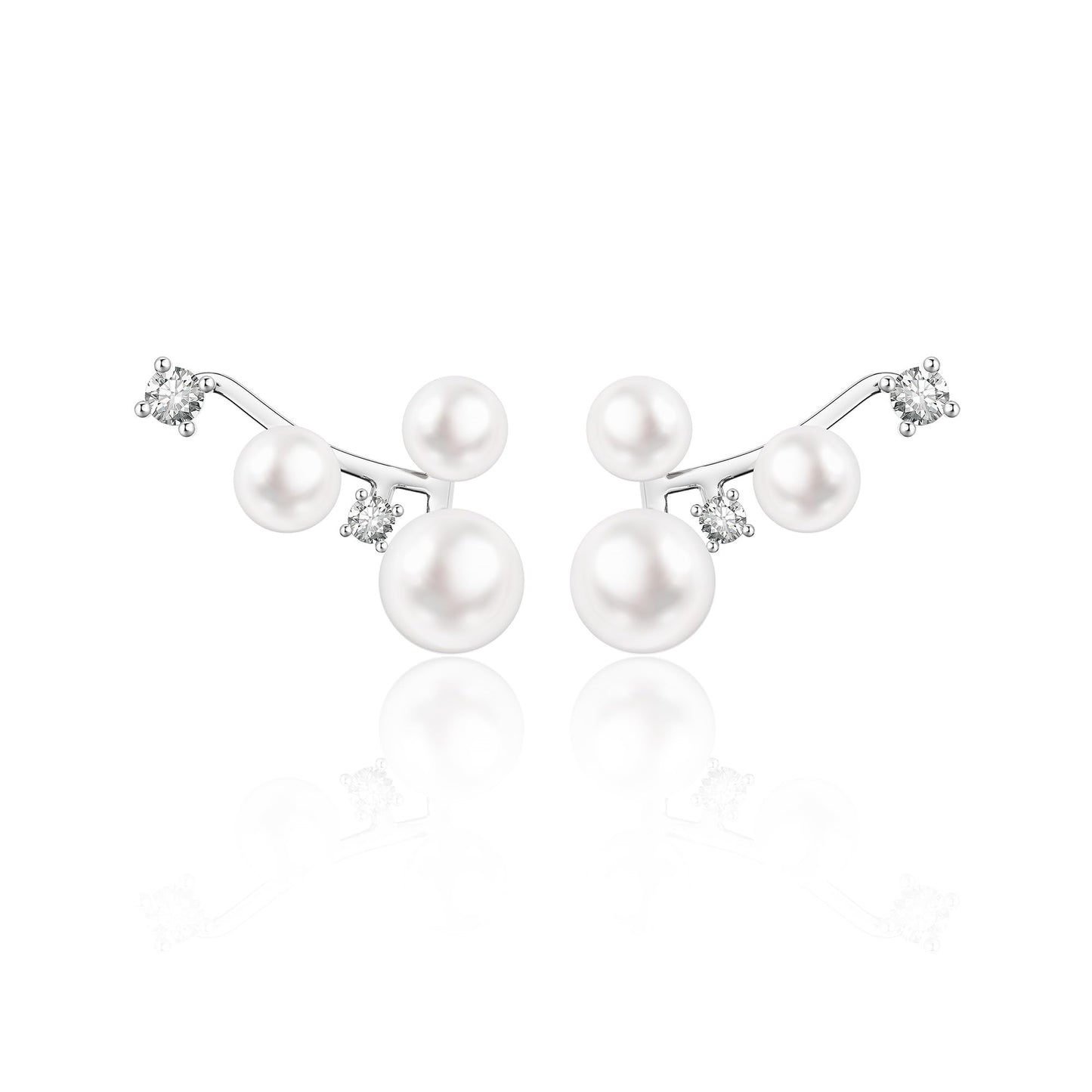 Freekiss Silver Vintage Pearl Ear Jacket Earrings: Dainty Front Back Earrings with Pearl CZ Sterling Silver Plated Bridal Wedding Eearring Set Hypoallergenic Jewelry for Women