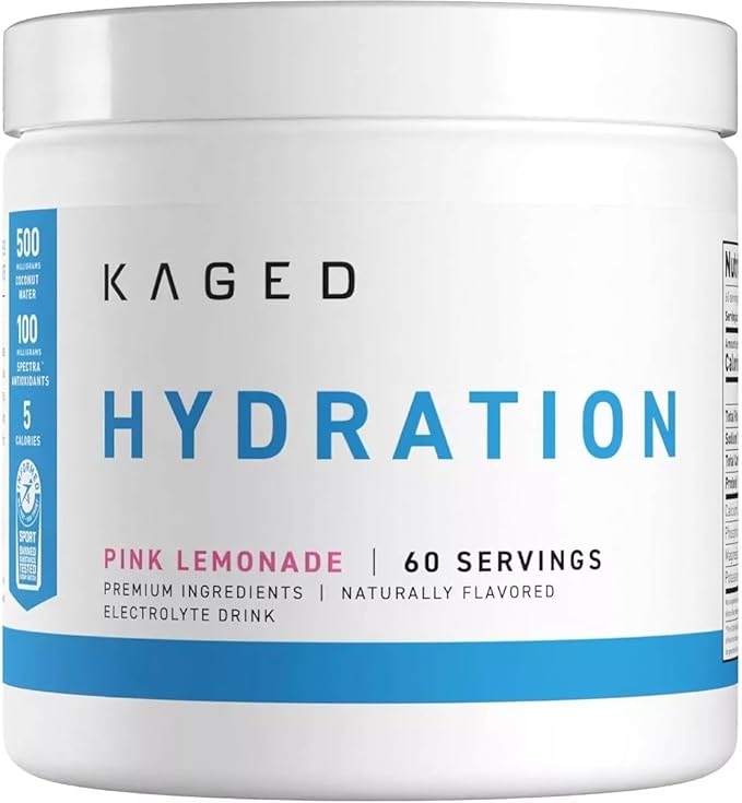 Kaged Electrolyte Hydration Powder Hydracharge Pink Lemonade Sports Drink for Men and Women Pre, Post, Intra Workout Supplement 60 Servings