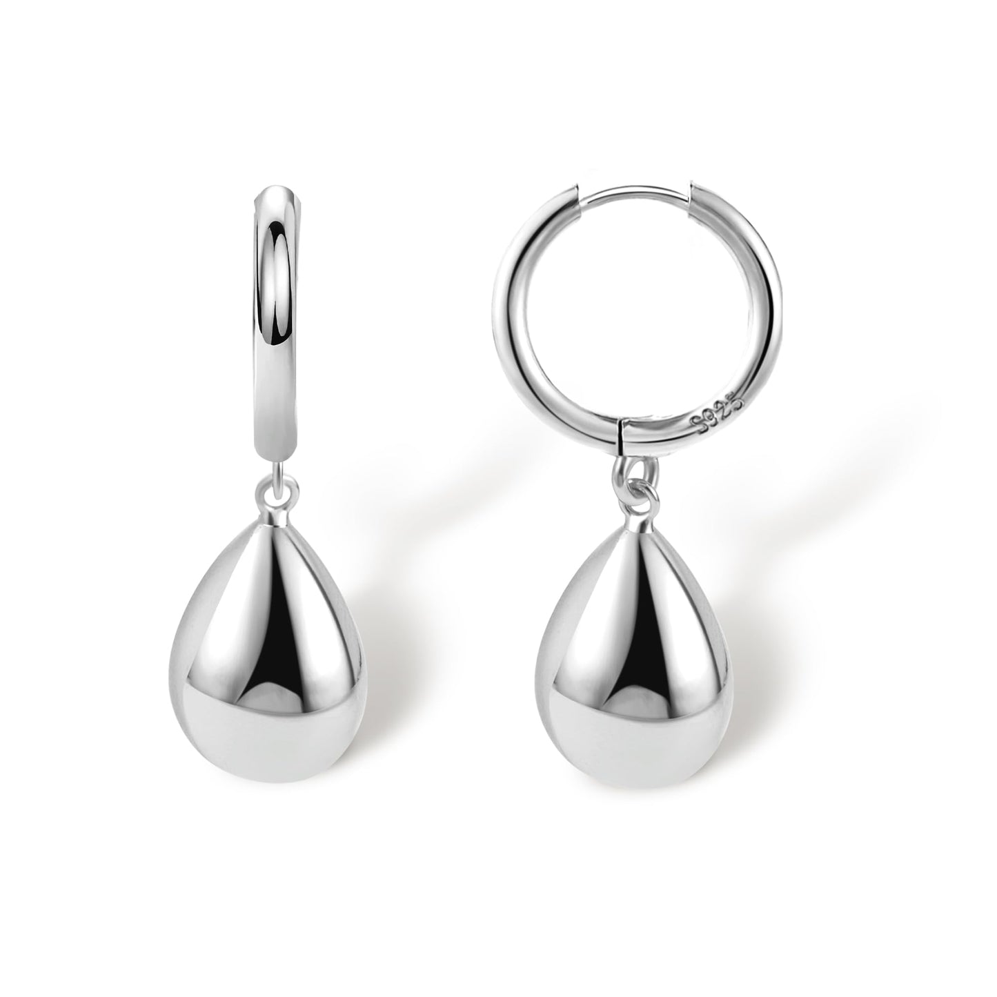 Silver Dangle Huggie Hoop Earrings for Women 925 Sterling Silver Post Teardrop Earrings Hypoallergenic Dangle Hoop Earring Silver Jewelry Gift