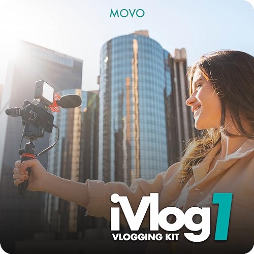 Movo iVlog1 Vlogging Kit - iPhone Lightning Compatible YouTube Starter Kit - Shotgun Microphone, Mini Tripod, LED Light, Wide-Angle Lens, Lightning Adapter - size: Lightning