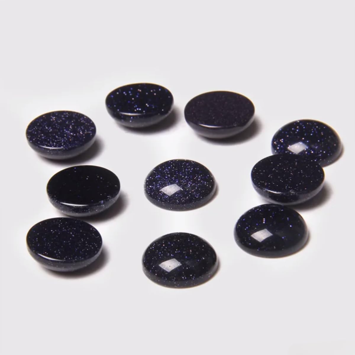 2TTFishoo 20pcs 4-16mm Blue Sandstone Cabochon Beads for Jewelry Making