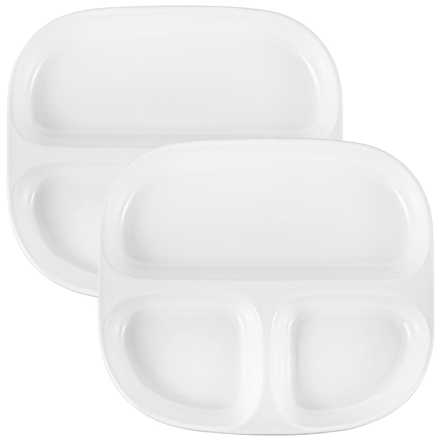 OMISTAR 2 Pcs Ceramic Plates for Kids, 8.5" Divided Plates for Adults, Portion Control Plate, White Ceramic Plate for Balanced Meals, Diabetes and Weight Loss Diet