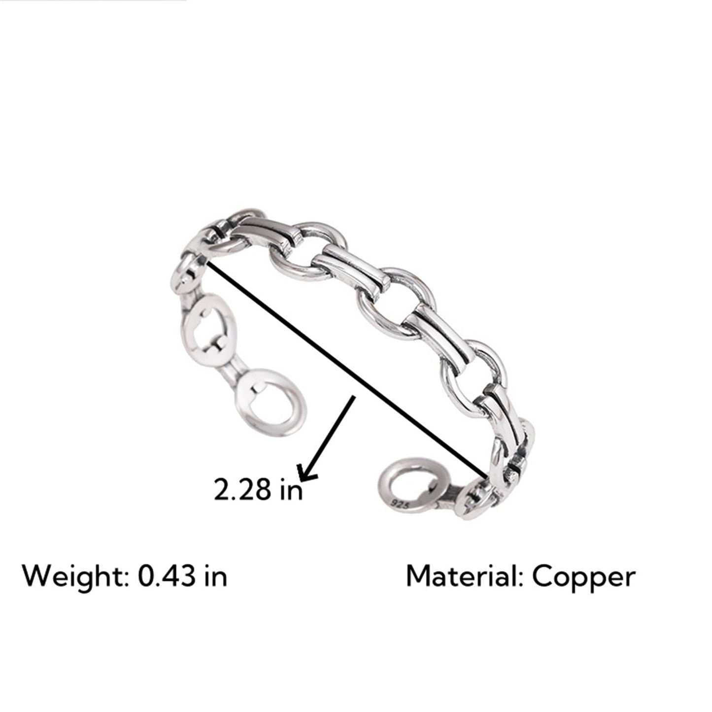 Handmade 925 Sterling Silver Bangle Bracelets For Women Men Round Chain Link Bangle Bracelets Dual Layered Hollow Cuff Bangles Open Adjustable Bangle Bracelets For Women Simple Silver Bangles Gifts