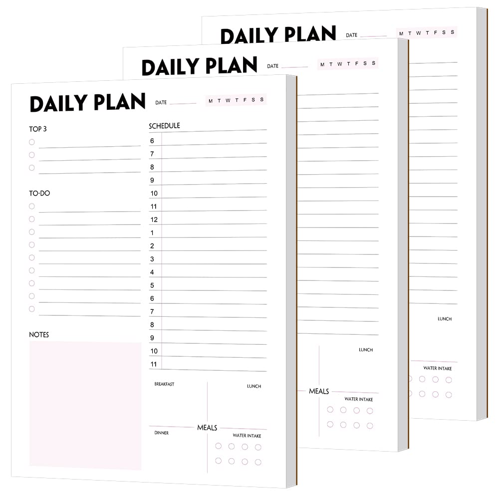 (Pack of 3) Nokingo Daily To Do Lists - A5 Calendar, Organizer with Priority, To Do Lists, Appointments, Meals and Water Intake Tracker, 50 Undated Tear-Off Sheets Daily Planner Pad, 5.8"x8.25"
