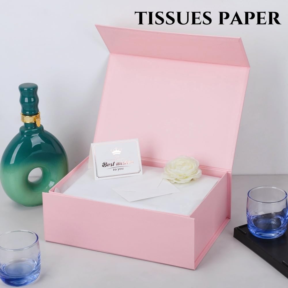 UoeRing 6 Pack Pink Gift Box 11.5x8x4 inch Luxury Gift Box for Presents with Magnetic Lid Collapsible,Bridesmaid Proposal,Contains Card, Ribbon, Tissue Paper,Shredded Paper Fille