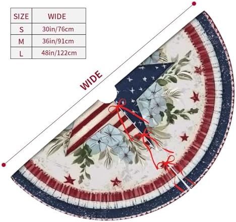 Patriotics 4th of July Christmas Tree Skirt 36 Inch Xmas Tree Mat Party Decor Supplies for Holiday Home Decorations