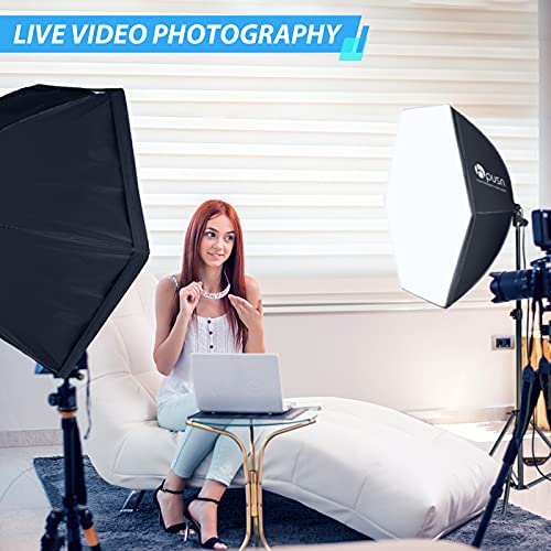 HPUSN Softbox Lighting Kit 2x76x76cm Professional Continuous Studio Photography Photo Studio Equipment with 2pcs E27 Socket 85W 6500K LED Bulbs for Portrait and Product Shooting - size: SB02PRO