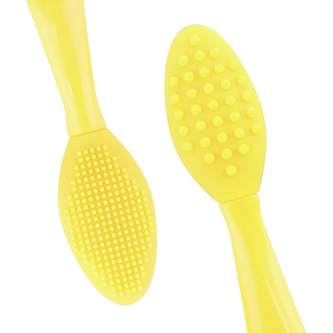 Lip Scrub Brush,Double-Sided Silicone Exfoliating Lip Brush Tool for Smoother and Fuller Lip Appearance,Yellow,2pcs