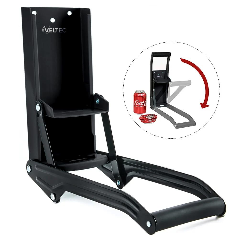 Premium Can Crusher for Recycling and Bottle Opener - 16 Oz and 12 Oz Can Crusher for Aluminum Cans, Heavy-Duty Wall-Mounted Soda Can Smasher, Mounting Screws Including (Black)