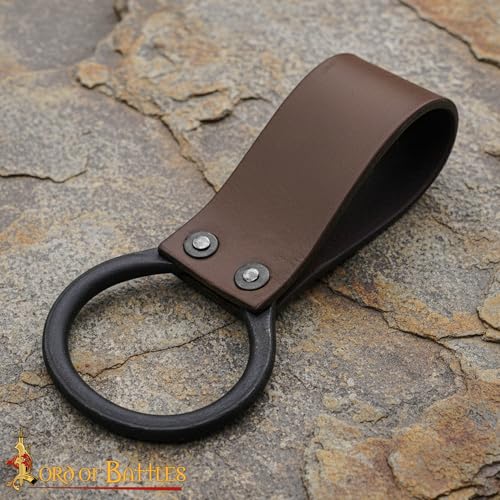Lord of Battles Medieval Genuine Leather Axe Frog | Axe Holster with Belt Loop | Waist Holder for Axes, Tools - color: Brown