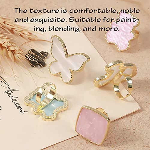 AKOAK 2 Pcs Butterfly Nail Art Resin Palette, Ring Gel Polishing Mixing Tray, Gold Edge Adjustable Nail Ring Gel Color Makeup Plate, DIY Nail Art Display Tool Photography Prop Nail Polish Plate