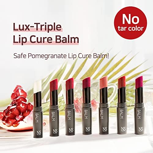 Lux Triple Lip Cure Balm (0.17 oz) (Pure) 4 million units sold in Korea, Natural Tinted Korean Lip Balm, Petroleum/Paraben Free, Lip Butter,lip balm hydrating,tinted moisturizer
