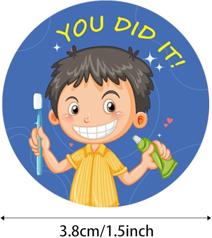 Airgoesin 1000pcs 1.5 inch Tooth Stickers Reward Cute Stickers Dental Reward Gift, Prizes and Giveaways for Teacher Reward School Supplies Incentives Cartoon Party Favor Sticker (16 Styles)