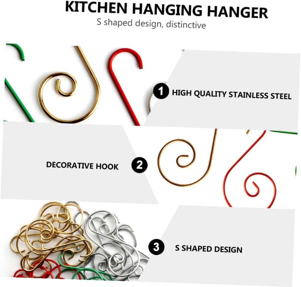Amosfun 100pcs Metal Christmas Hooks Hangers for Home Cafe and for Hanging Stockings and Ornaments Shaped Design