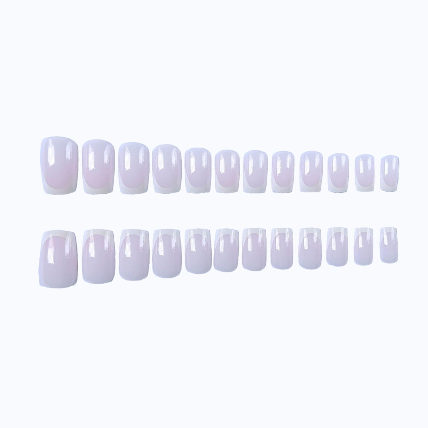 Medium Square Press On Nails French Tip Fake Nails Nude False Nails With Design Cute Glue On Nail Full Cover Stick On Nail Acrylic Artificial For Women DIY Manicure Art Decoration 24Pcs