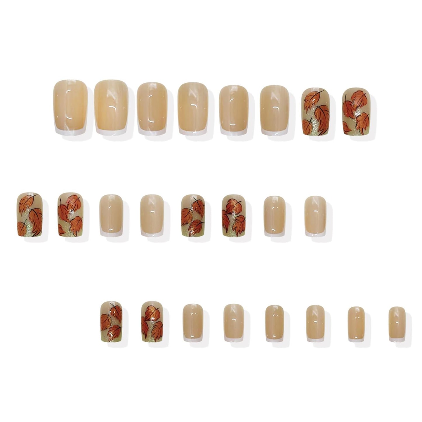 EYZOTSF Thanksgiving Press on Short Square Nails Acrylic Fall False Nails with Maple Leaf Designs Artificial Autumn Leaves Square Fake Nails Holiday Glue Stick ons Fingernails for Women(DJ246)
