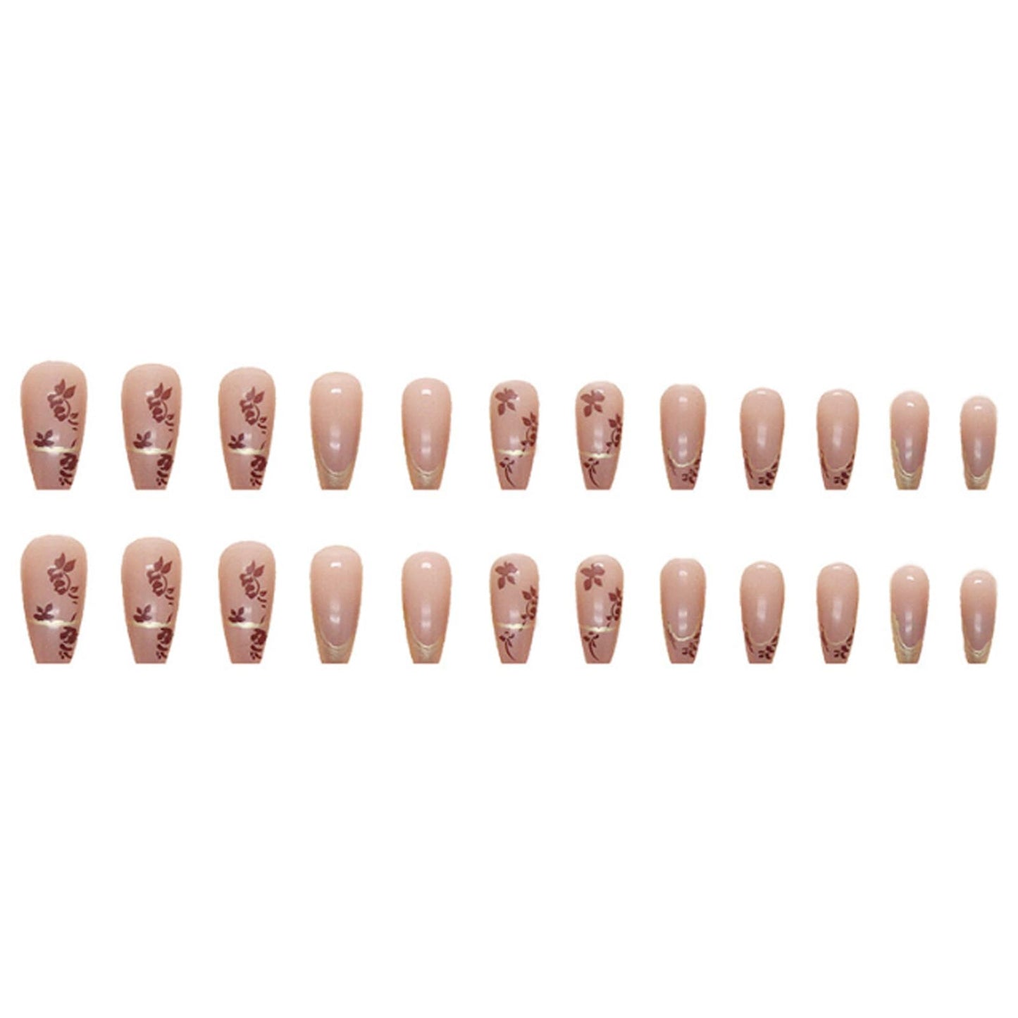 Hkanlre 3D Press on Nails Medium Fake Coffin Nails Tips Full Cover Luxury False Nails for Women and Girls 24PCS