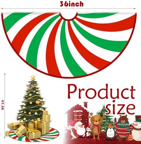 Christmas Candy Tree Skirt 36 Inch Reversible Christmas Candy Tree Mat Christmas Red and White/Green and Red Candy Tree Skirt for Holiday Party Indoor Outdoor Christmas Winter Tree Mat Decoration