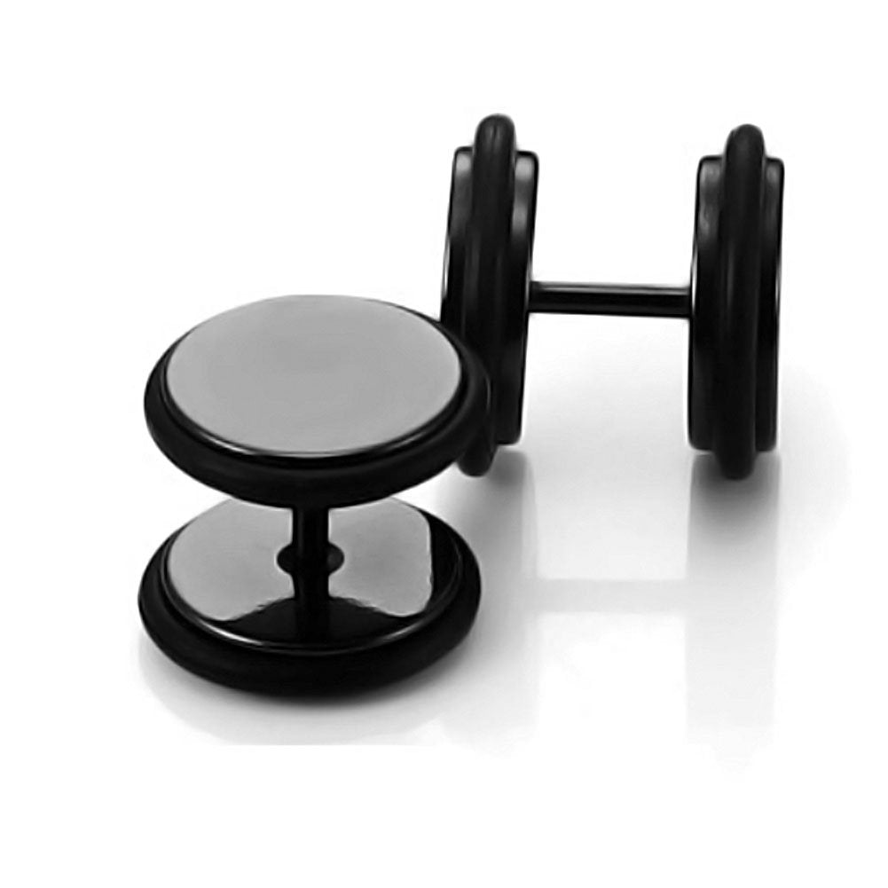 Zysta Pair Black 18G Screw Fake Gauge Stainless Steel 6mm Post Ear Piercing Plug Tunnel Earring Studs Women Men 8mm Barbell