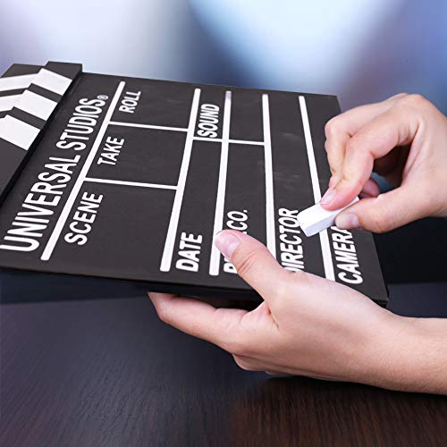 BIGOTTERS Movie Film Clap Board, Hollywood Clapper Board Wooden Film Directors Clapboard Photography Props for Movie Theme Party Decorations Night Party Accessory with Black & White, 12"x11"