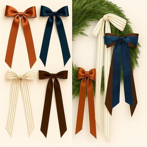Suncalla 8 Pcs Retro Velvet Christmas Wreath Bows Farmhouse 13.8-15.7 in