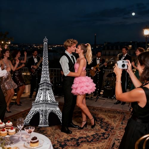6 Ft 3D Eiffel Tower Cardboard Cutout Eiffel Tower Stand Up Cutout Life-Size French Theme Photo Booth Prop Backdrop Sign for France Night of Paris Theme Birthday Party Educational Display - color: Eiffel Tower
