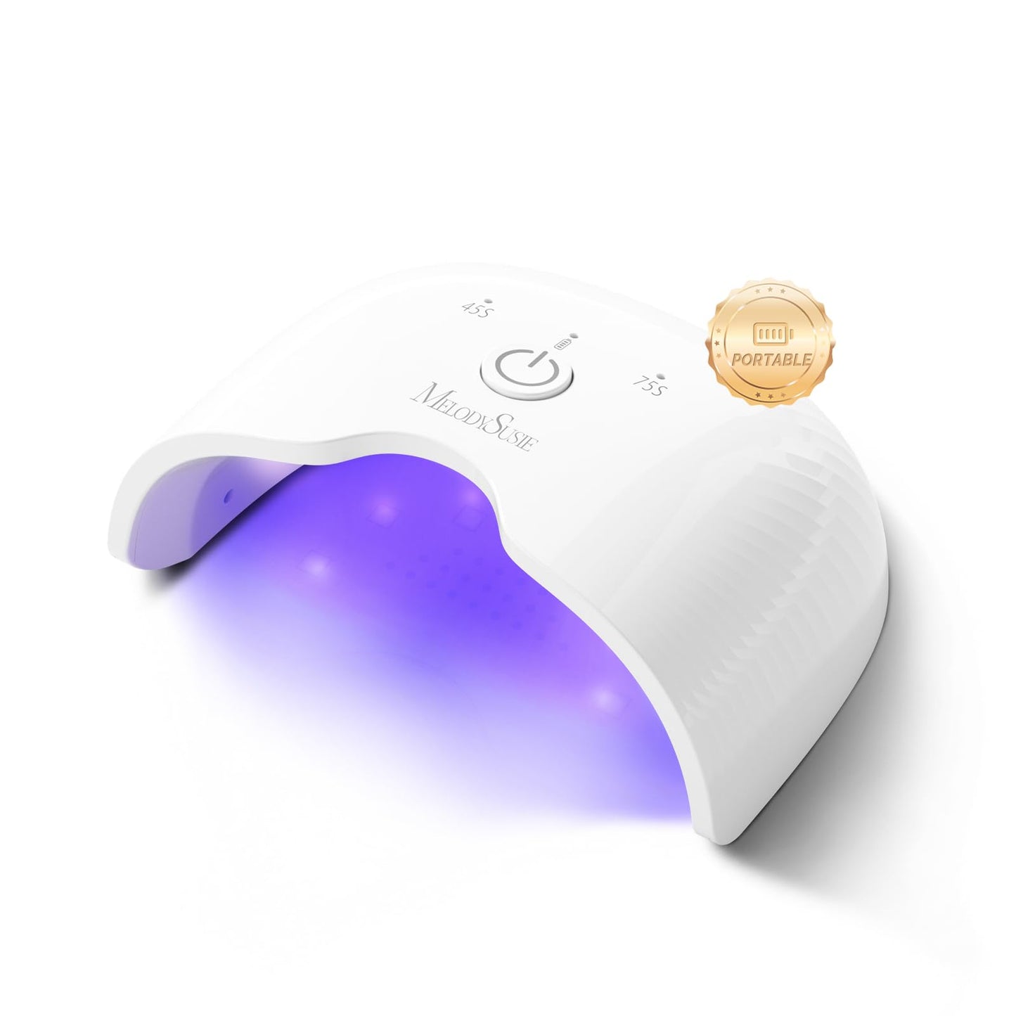 MelodySusie Mini Cordless UV Nail Lamp, P-ART06G Rechargeable Portable LED UV Light with Smart Sensor, 4-Finger Curing for All Soft Gels, Especially Half-Cured Gel, Base Coat & Top Coat, White