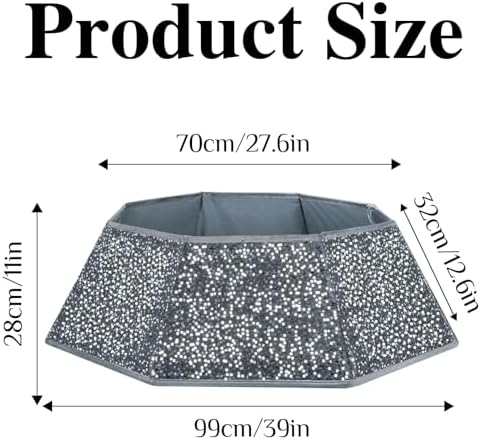 XmasExp Christmas Tree Collar, 39 inch Sequin Tree Skirt Stand Base Cover for Home Decor (Silvergrey, X-Large)