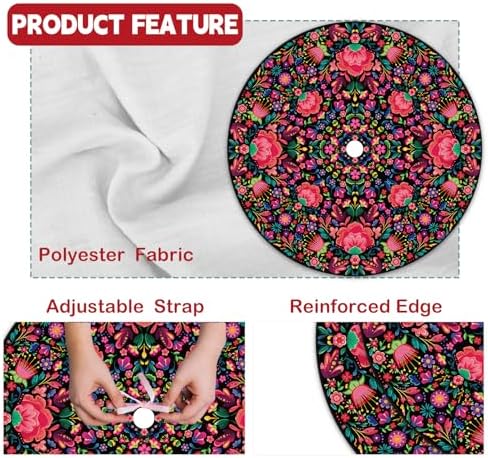 Mexican Christmas Tree Skirt, 48" Mexican Tree Skirt, Holiday Theme Christmas Decorations for Indoor, Outdoor, Wall Display, Home Party