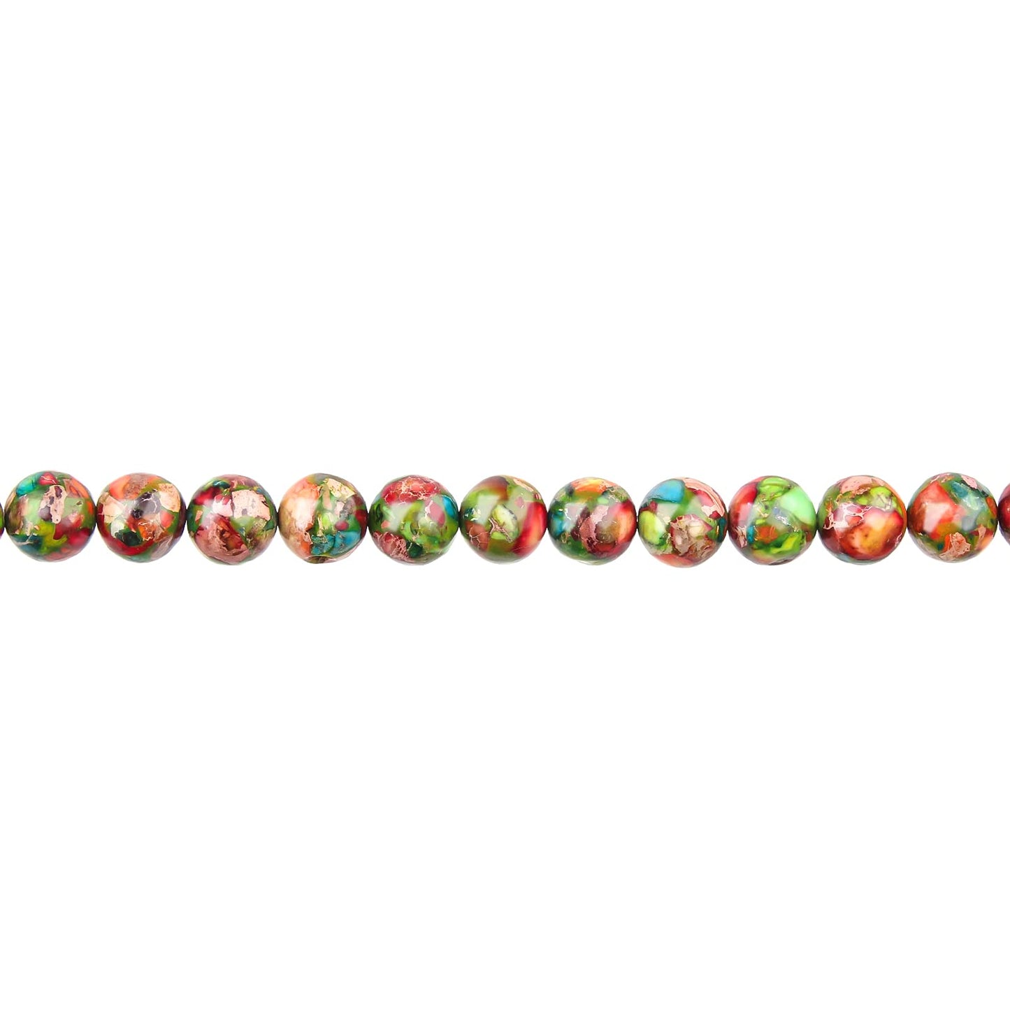 Filluck Natural Stone Beads 8mm Green Red Imperial Jasper Polished Round Smooth Gemstone Beads for Jewelry Making Adults 15 Inch(Green Red Imperial Jasper,8mm)