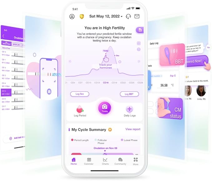 Easy@Home Ovulation & Pregnancy Test Strips Kit: 25 Ovulation Tests 10 Pregnancy Tests & 35 Large Urine Cups - Powered by Premom Ovulation APP | 25LH + 10HCG + 35 Urine Cups