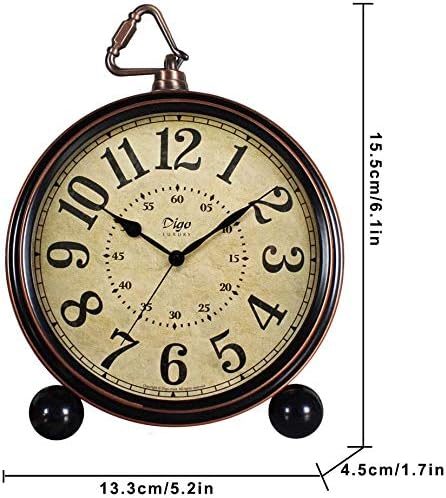 Maxspace 5.5 inch Black European Style Retro Silent Desk Alarm Clock Non-Ticking Whisper Battery Operated, HD Glass Face, Easy to Read for Indoor Decor
