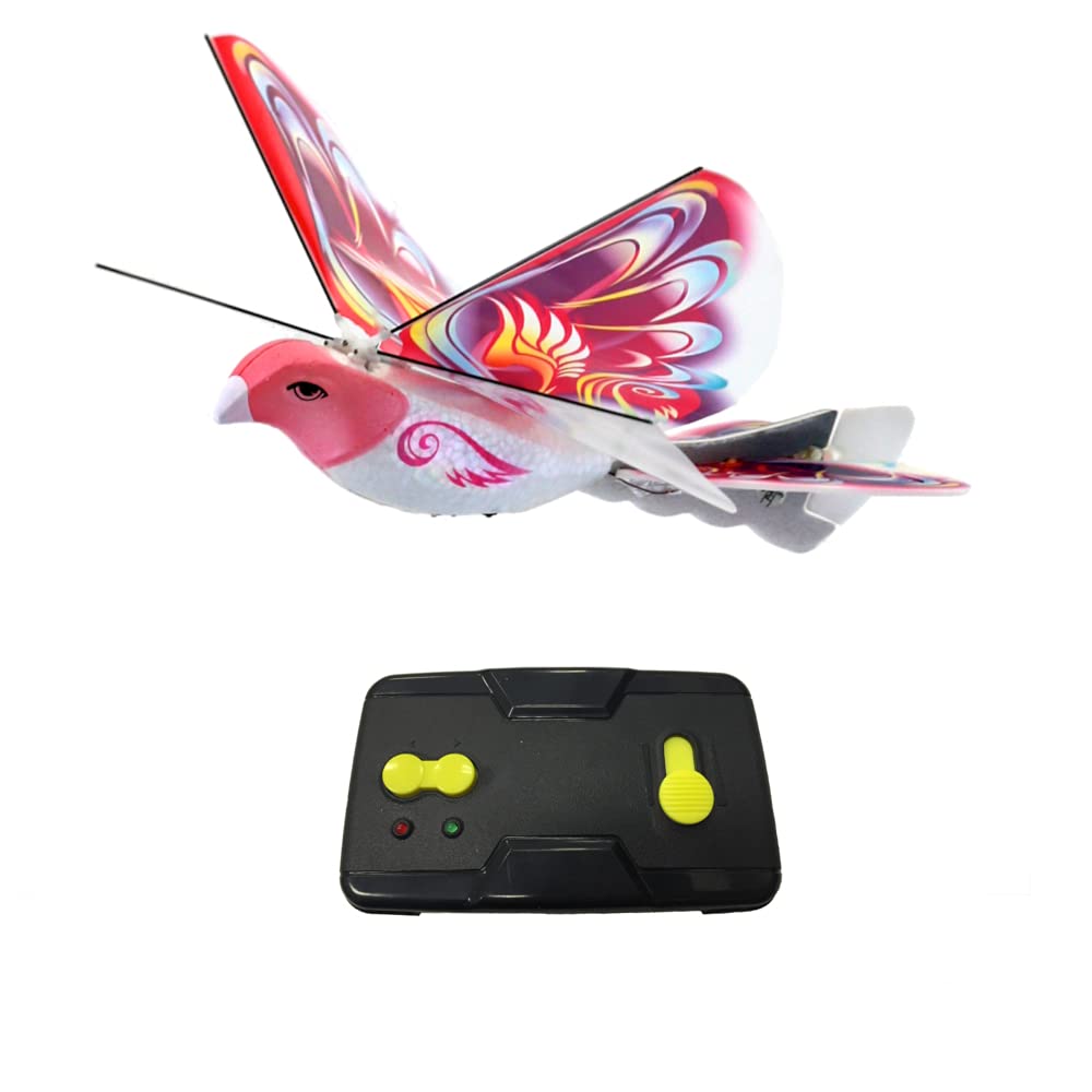 MUKIKIM eBird Pink Butterfly - Flying RC Bird Drone Toy for Kids. Indoor/Outdoor Remote Control Bionic Flapping Wings Bird Helicopter. USB Recharging. Creative Child Preferred Choice Award Winner
