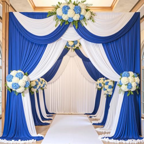 10ftx12ft Wrinkle Free Royal Blue Backdrop Curtain, 2 Panels 12FT Height Royal Blue Wedding Backdrop Drapes, Silky Polyester Back Drop Cloth for Birthday Photography Background Party Backdrop Draping - color: Royal blue, size: W5' x H12'(2 panels)