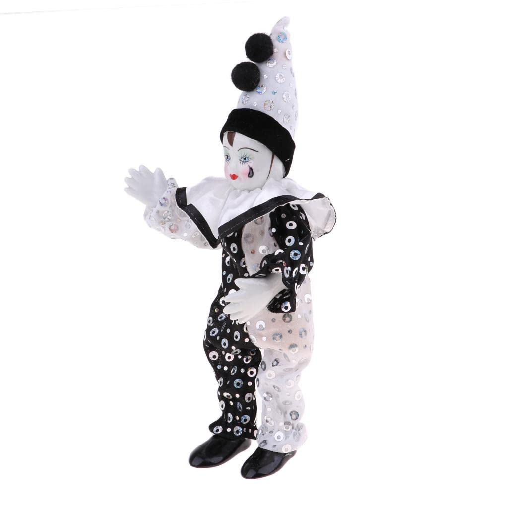 DYNWAVE 9inch Clown Doll - can Sitting & Standing, Hand Painted Harlequin Doll Display Decoration,Valentin Gift