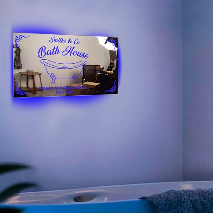 Custom LED Light Up Mirror with Multi Colour Lighting, Custom Name Neon Sign Light for Bathroom, Living Room, Bar, Barber Shop