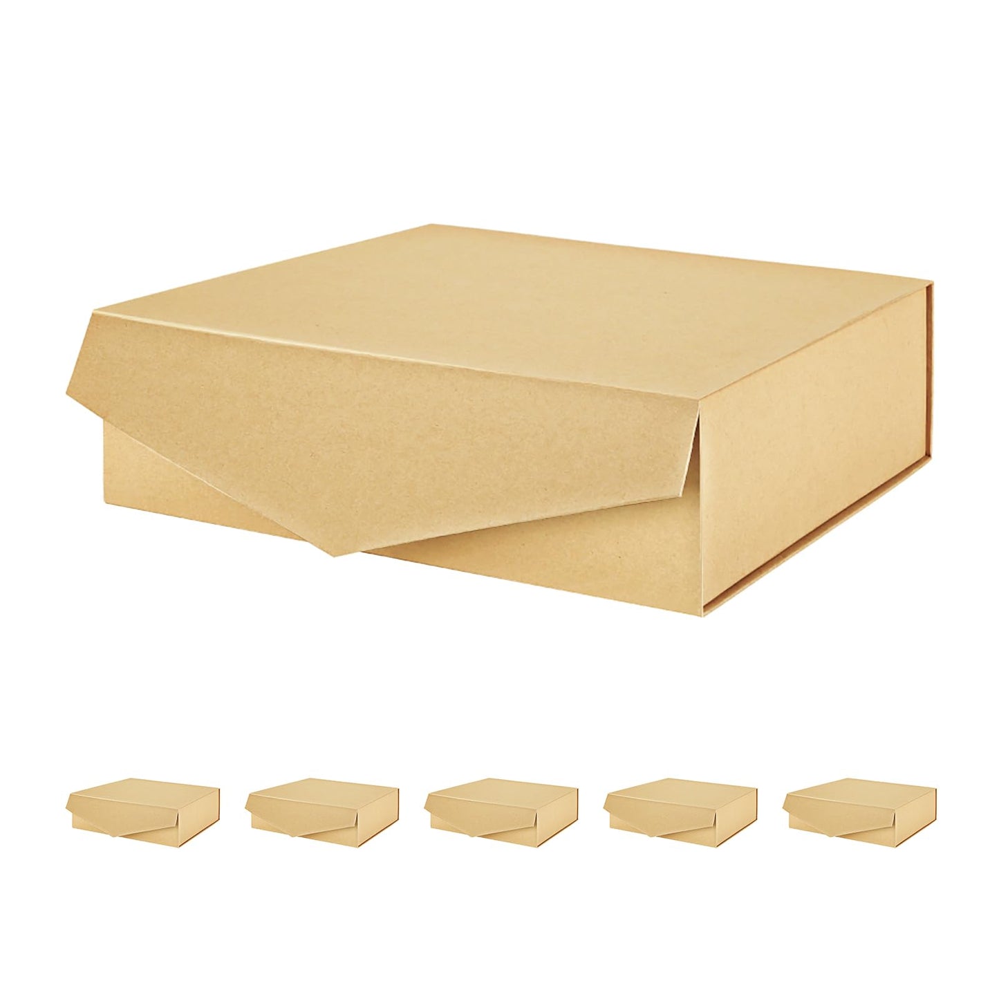 PACKHOME 6 Large Gift Boxes with Lids 13.5x9x4.1 Inches, Sturdy Collapsible Gift Boxes with Magnetic Closure (Kraft)