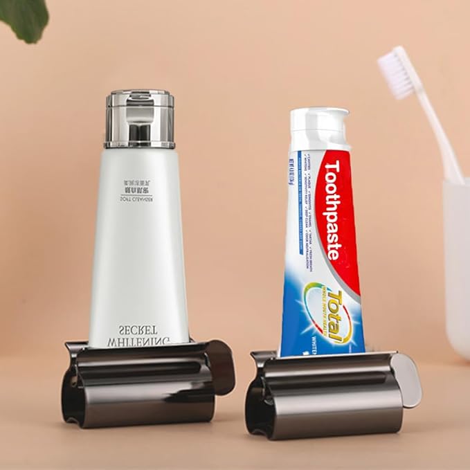 Toothpaste Squeezer - Metal Tube Squeezer Stainless Steel Tube Wringer UDQYQ Toothpaste seat Holder Stand (Black)