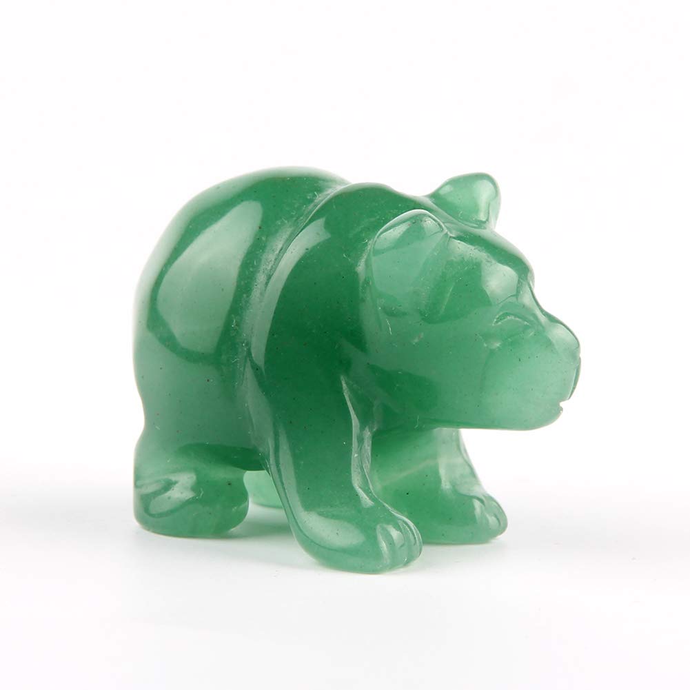 Natural Beads Semi Stone Carved Bear Green Aventurine Statue Chakra Healing Reiki Crafts (Green Aventurine)