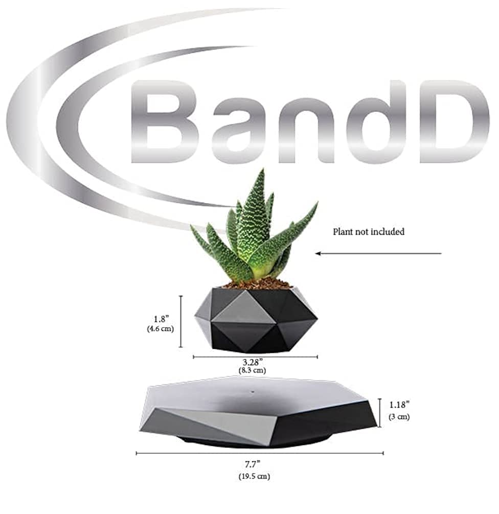 BandDlevs Floating Pots for Plants - Levitating Pot - Levitating Planter for Bonsai, Succulents, Air Plants - Floating Magnetic Display for Home Office Desks - Magnetic Levitation Plant Holder (Black)
