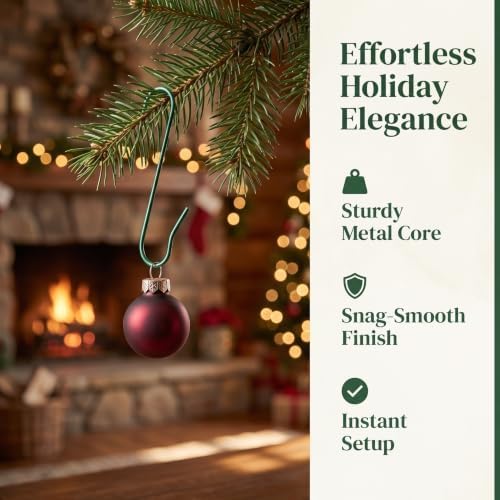 Gadpiparty 300pcs Decorative Christmas Ornament Hooks Made of Iron with Polished Finish, Mini Metal Hanging Hooks for Stockings and Baubles, Tool-Free Installation, Reliable Support