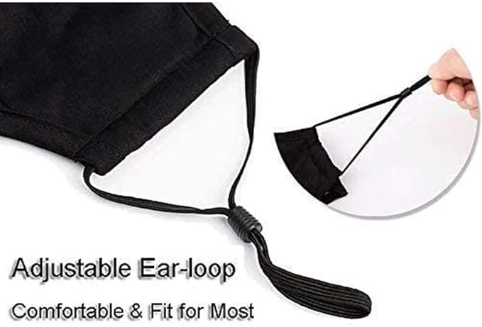 NBDIB Adult Adjustable Face Protection with Filter Pocket and Nose Wire Black Breathable Cloth Mask with 10Pcs Filters