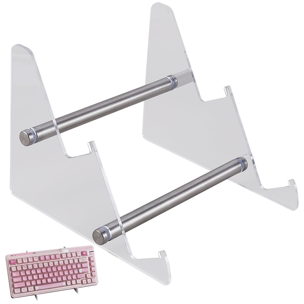 CRASPIRE Acrylic Keyboard Display Stand 2-Tier Portable Keyboard Display Shelf Transparent Display Keyboard Holder Removable Keyboard Storage Holder for Home Office Study