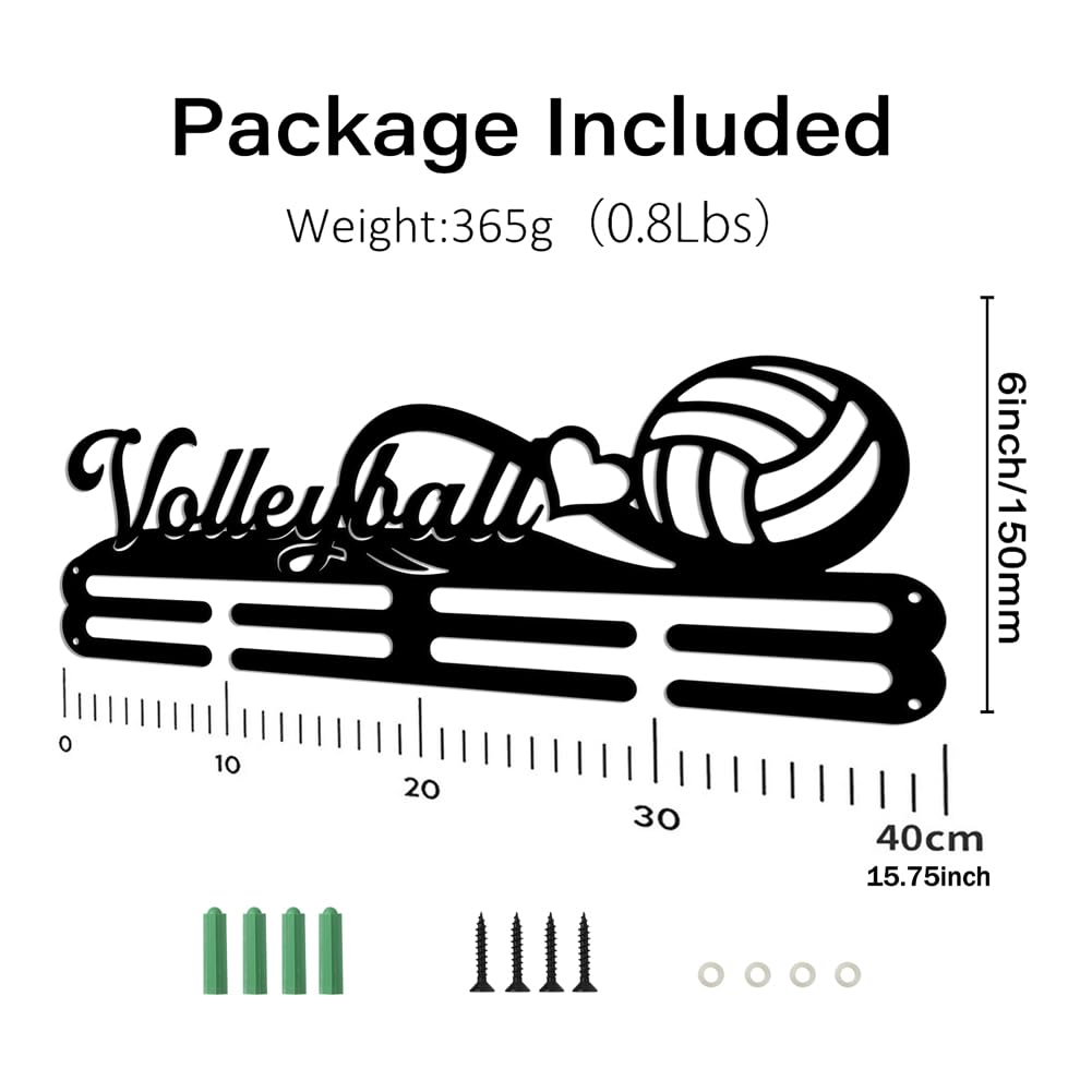 NBEADS Medals Hanger Display Holder Rack, Volleyball Theme Medals Display Wall Mounted Frame Medal Ribbon Holder Hooks for Competition Medal Wall Hanging Display, Mount Over 50 Medals