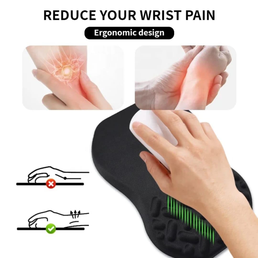3-in-1 Ergonomic Mouse Pad Set with Keyboard Wrist Rest Support & Cable Organizer – Memory Foam for Carpal Tunnel & Pain Relief, Non-Slip Base – Ideal for Office & Gaming – Gift Box – Black-Meeshoo