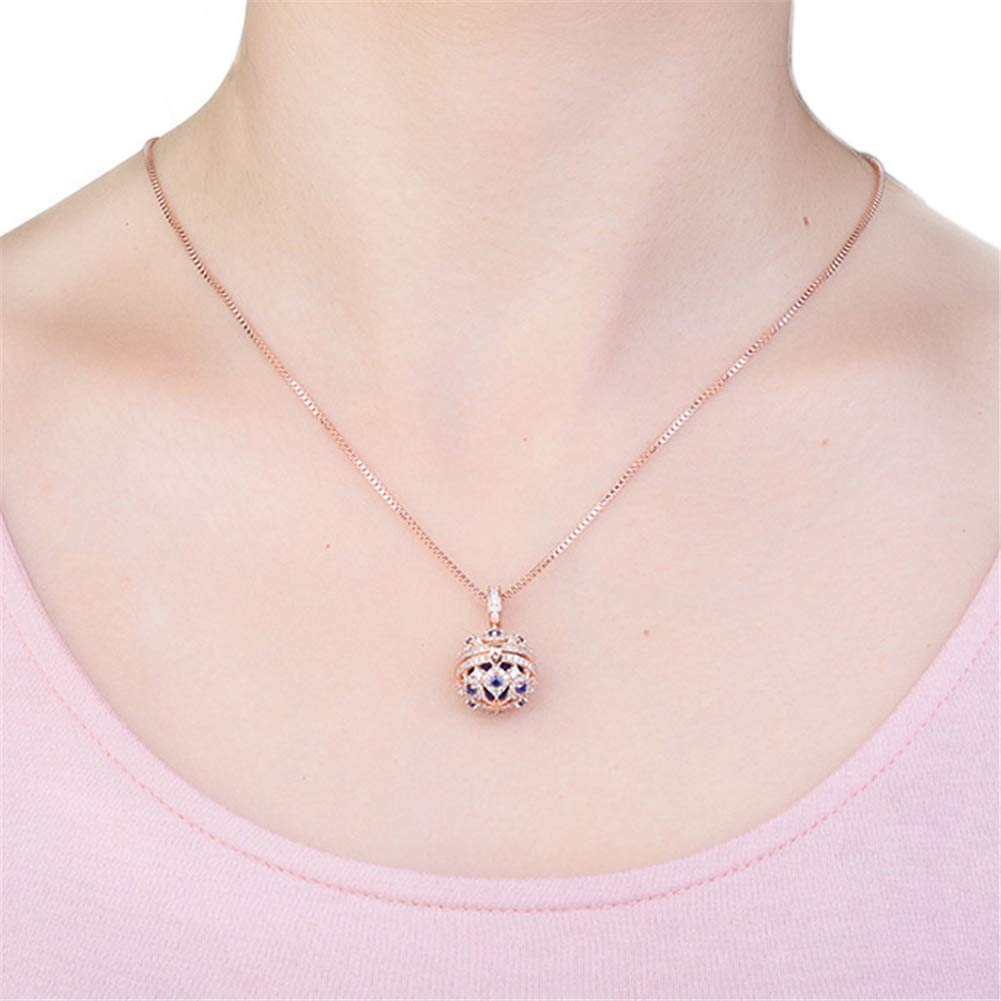 GNOCE Aromatherapy Essential Oil Diffuser Necklace S925 Sterling Silver 18k Rose Gold Diffuser Necklace Locket Pendant Love Never Ends Christmas Jewelry Gift for Women
