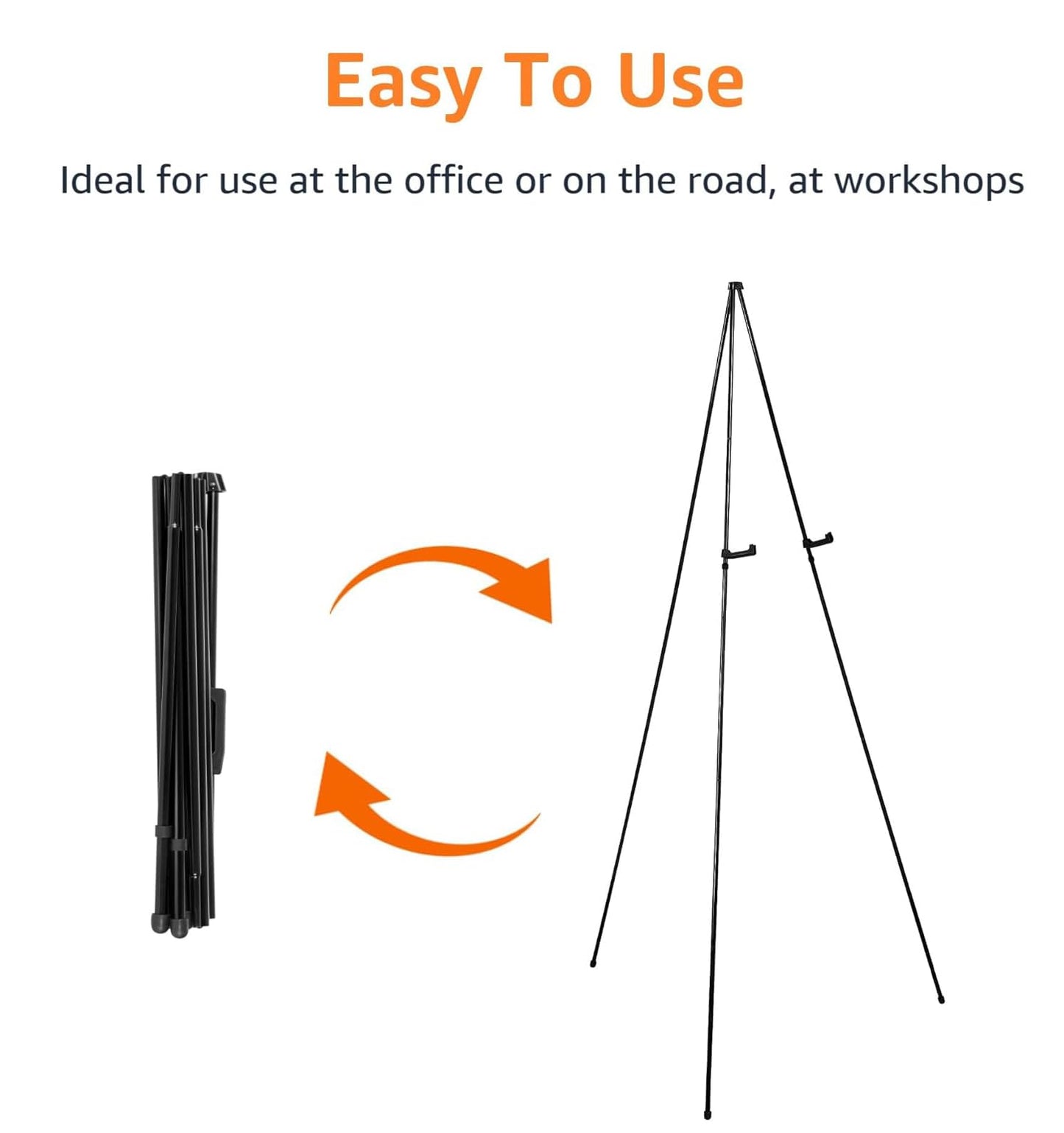 Amazon Basics Easel Display Stand, Instant Floor Poster, Lightweight, Collapsible and Portable with Tripod Base, Black Steel (supports 5 pounds)