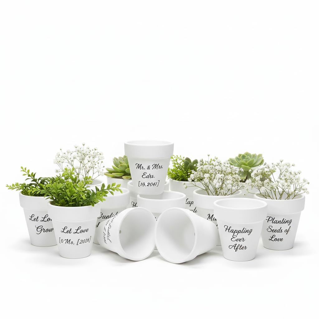 YESIACE White Terracotta Flower Pots with Drainage Holes, 4 Inches, 24 Pack, Suitable for Planting and Decoration