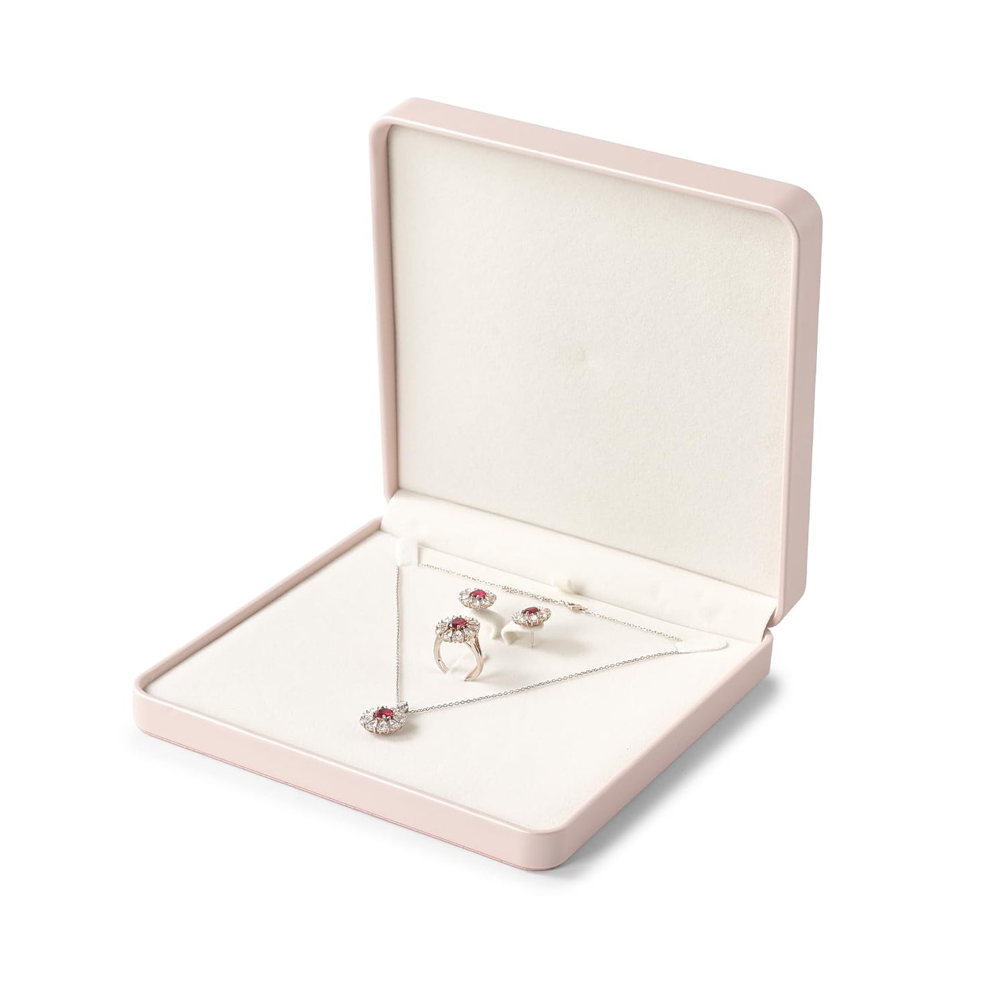 Oirlv Luxury Leather Jewelry Set Box Big Necklace Ring Storage Case Jewelry Gift Box for Bracelet Necklace Earring Ring (Pink)